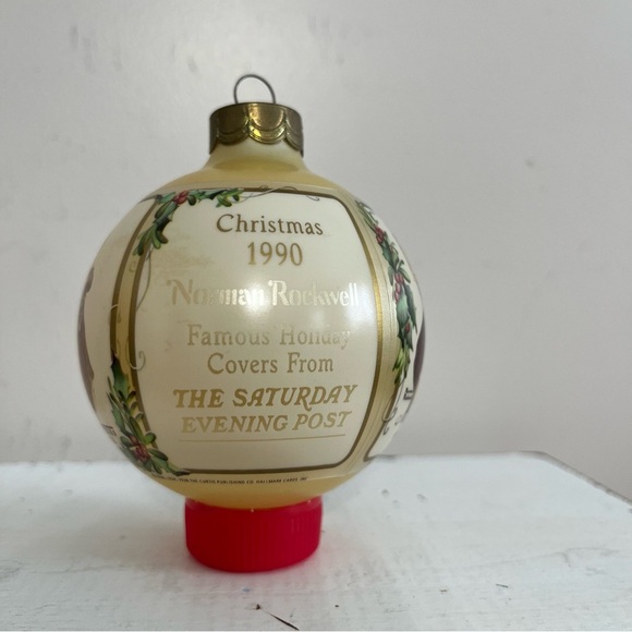 Hallmark 1990 Norman Rockwell Famous Holiday Covers glass ball ornament with Box - Picture 6 of 8